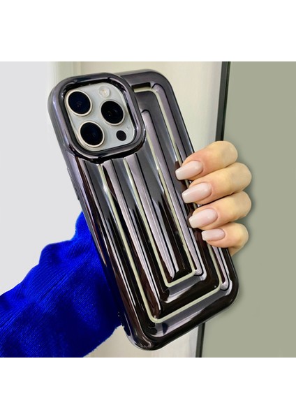 iPhone 13 Pro Max Rudra Seri Labirent Desen 3D Metalik Silikon Kapak
