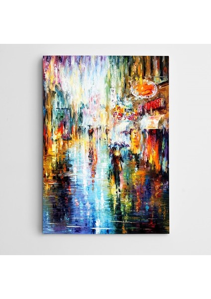 Sokakta Yağmur Modern Sanat Kanvas Tablo
