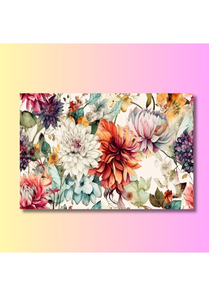 Tekli Yatay Kanvas Duvar Tablosu Renkli Çiçekler Senfonisi modelleri