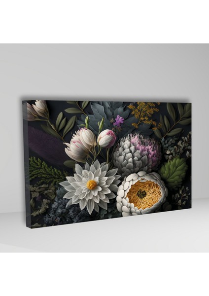 Tekli Yatay Kanvas Duvar Tablosu Renkli Protea ve Çiçek Tasarımı fiyatları
