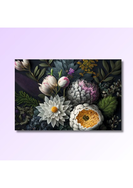 Tekli Yatay Kanvas Duvar Tablosu Renkli Protea ve Çiçek Tasarımı modelleri