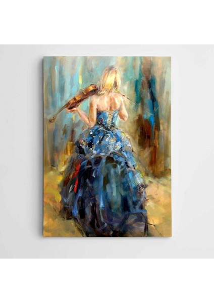 Kadın ve Keman Modern Sanat Kanvas Tablo