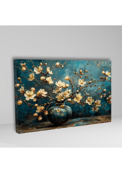 Tekli Yatay Kanvas Duvar Tablosu Vazoda Kiraz Çiçeği ve Dalları fiyatları
