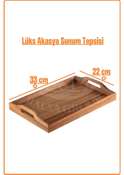 Lüks Akasya Tepsi, Servis Sunum Tepsisi 33X22 cm