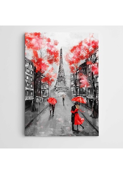 Şemsiyeler ve Paris Modern Sanat Kanvas Tablo