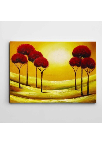 Kızıl Ağaçlar Modern Sanat Kanvas Tablo