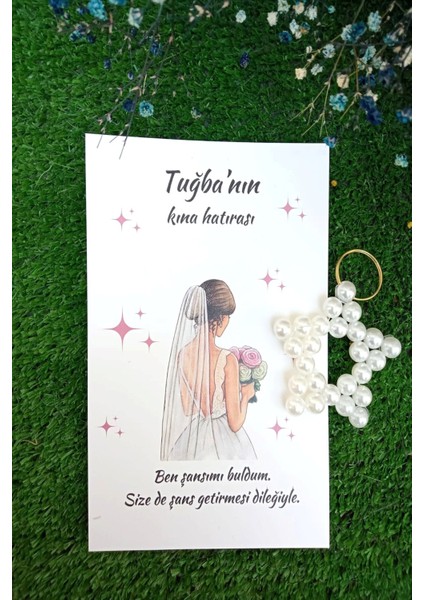 Inci Anahtarlık 15 Adet - Beyaz Gelinlik Model - Kişiye Özel Yazı- Kına Hediyesi - Nikah Hediyesi