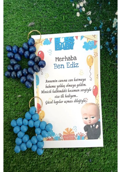15 Adet Patron Bebek Kartlı Hediyelik Anahtarlık - Doğum Günü Hediyelik -Mevlid Hediye -Kişisel Yazı fırsatları
