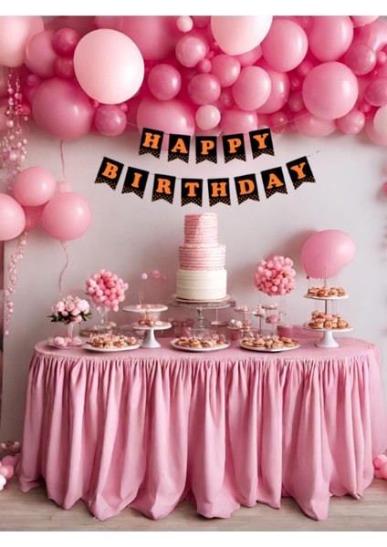 100 Adet Balon - Masa Eteği - Masa Örtüsü - Happy Birthday Banner - Balon Zinciri