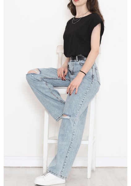 Beli Lastikli Crop Bluz Siyah - 16552.1567.