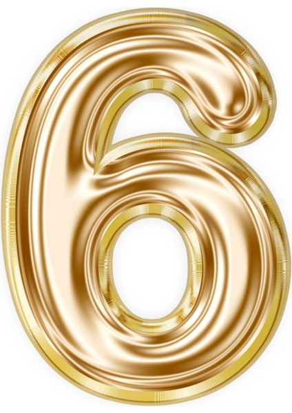 Rakam Folyo Balon 6 Yaş Gold Altın Sarısı Büyük Boy 100 cm