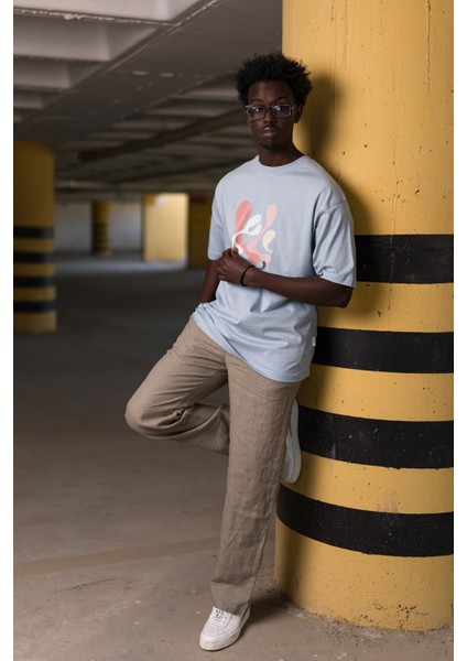 Bisiklet Yaka %100 Pamuklu Önü Baskılı Oversize (Geniş Model) T-Shirt fiyatları