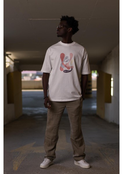 Bisiklet Yaka %100 Pamuklu Önü Baskılı Oversize (Geniş Model) T-Shirt fiyatları