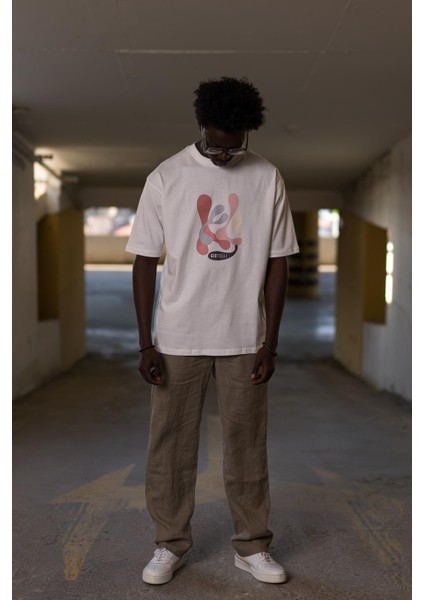 Bisiklet Yaka %100 Pamuklu Önü Baskılı Oversize (Geniş Model) T-Shirt modelleri