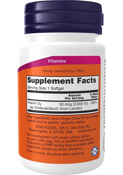 Foods Vitamin D3 50 Mcg (2,000 Iu), 30 Softgels