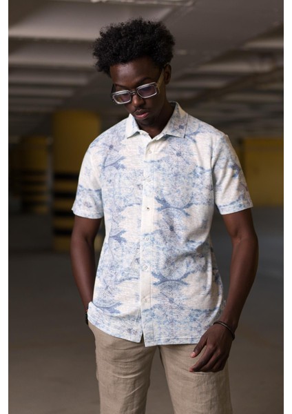 Slimfit Çiçek Desenli Kısa Kol Yazlık Kumaş Kısa Kol Gömlek fiyatları