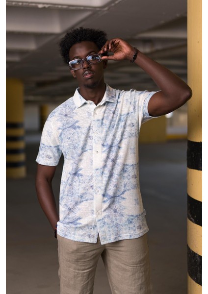 Slimfit Çiçek Desenli Kısa Kol Yazlık Kumaş Kısa Kol Gömlek modelleri