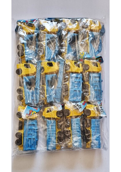 12 Adet Iş Kamyonu - 6 Iş Kamyonu + 6 Vinç Kamyonu - Mavi - Sarı Renk