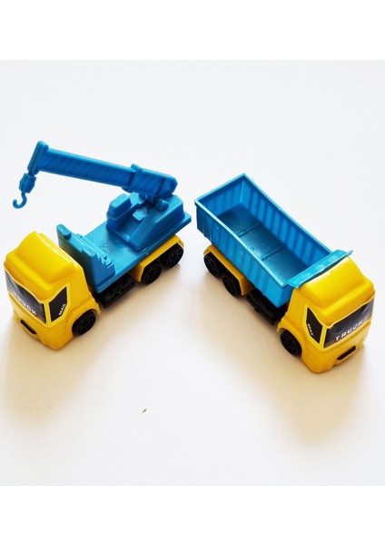 12 Adet Iş Kamyonu - 6 Iş Kamyonu + 6 Vinç Kamyonu - Mavi - Sarı Renk fiyatları