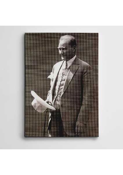 Atatürk Beyaz Şapka Kanvas Tablo