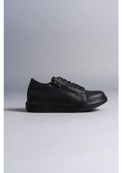 SLW155 Impact Bağcıklı ve Fermuarlı Cilt Erkek Günlük Sneaker Ayakkabı St Siyah fırsatları