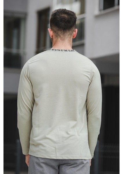 Legend Yakası Baskılı Slim Fit Likralı Sıfır Yaka Erkek Sweatshirt fırsatları