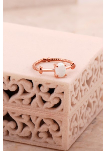 Opal Taşlı Rose Gümüş Yüzük 5794