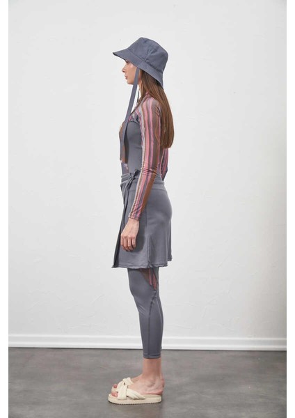 Yüzücü Mayo Tayt Etek 3 Lü Etnik Tesettür Mayo Gri modelleri