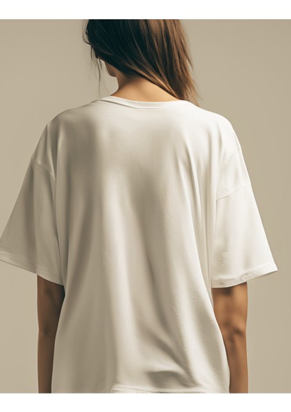 Clean Baskılı Beyaz Oversize T-Shirt %100 Pamuklu Unisex Tişört