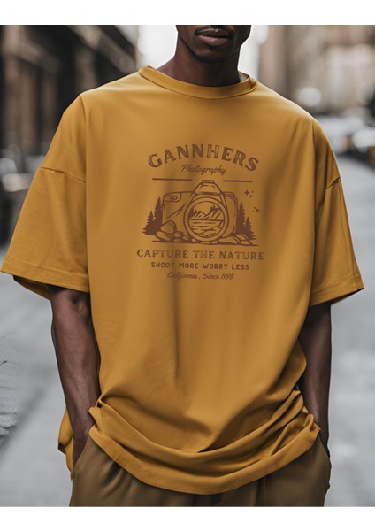 Capture Hardal Sarı Oversize T-Shirt %100 Pamuklu Unisex Tişört