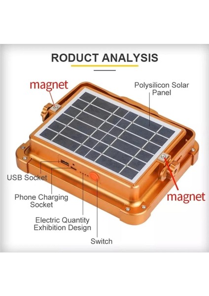 YSP-2000 Taşınabilir Seyyar USB Şarjlı 200W Güneş Enerjili LED Projektör Modlu Işık