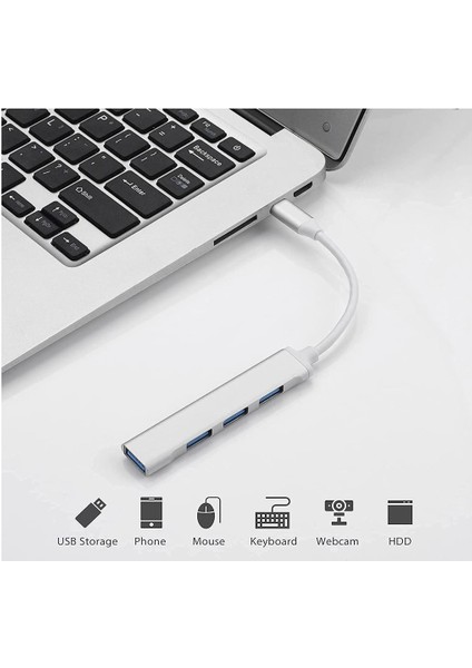 Type-C USB 3.1 Den 4 Adet USB 3.0 Hub Otg Çoğaltıcı Adaptörü