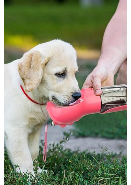 Kedi Köpek Için Taşınabilir Tek Hazneli Mama Veya Suluk Seyahat Seti Pembe