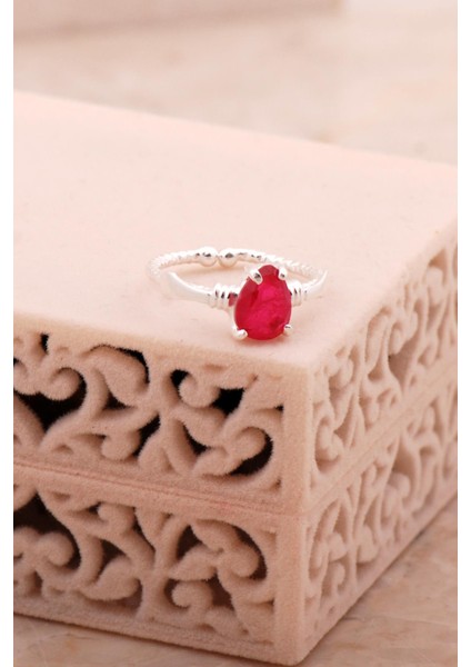 Paraiba Taşlı Gümüş Damla Yüzük 5805