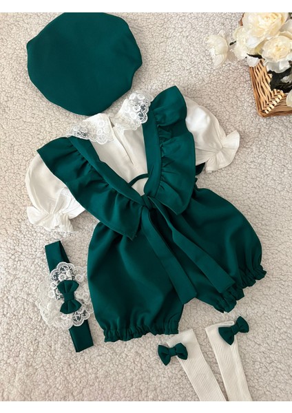 Kız Çocuk Bebek Şortlu Takım Şapka Bandana Gömlek Askılı Şort Salopet Çorap Set fiyatları