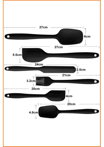 Ezmk Ev Gereçleri 6 Adet Isıya Dayanıklı Yanmaz Yapışmaz Silikon Spatula Seti | 6'lı Silikon Spatula Seti