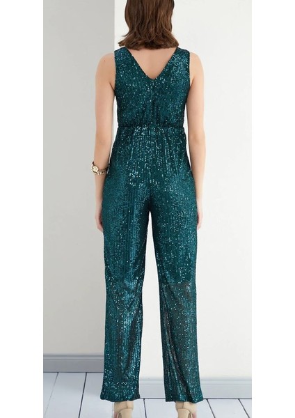 Kadın Payet Kolsuz Maksi Geniş Paça Tulum fiyatları