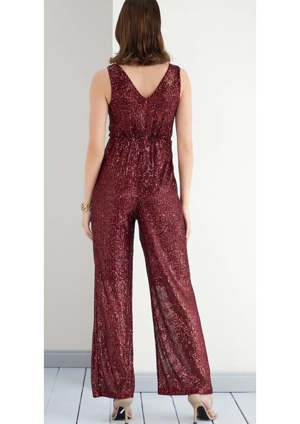 Kadın Payet Kolsuz Maksi Geniş Paça Tulum fiyatları