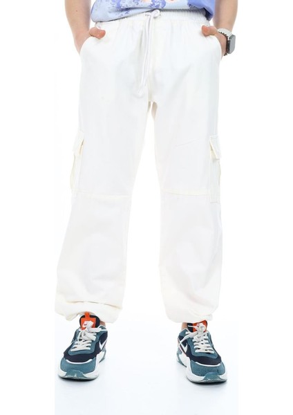 09-15 Yaş Uniseks Ekru Renk Kargo Cep Pantolon fiyatları