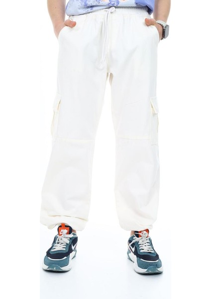 09-15 Yaş Uniseks Ekru Renk Kargo Cep Pantolon fiyatları