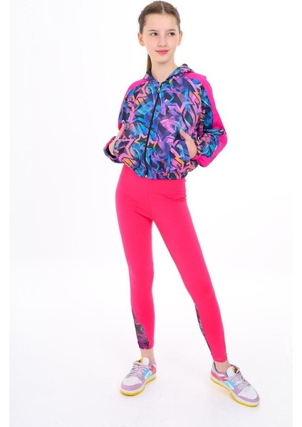 09-15 Yaş Kız Çocuk Siyah - Pembe Renk Yıldız Model Kapşonlu Yağmurluk fırsatları