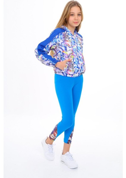 09-15 Yaş Kız Çocuk Saks Mavi Renk Yıldız Model Kapşonlu Yağmurluk fırsatları