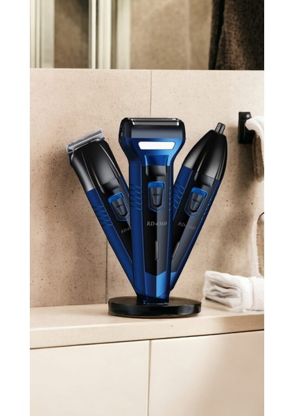 shavingtech Yazılı Blue Turbo 3'lü Set Saç Sakal Kesme Traş Makinesi Burun Kılı Alma 3 In1 Pro Model Erkek Bakım