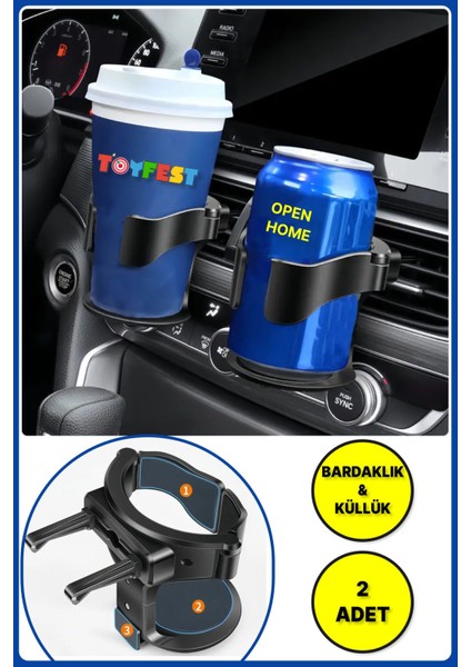 Otomobil Bardak Tutucu - Araba Küllük & Bardaklık Tutacağı - 2 Adet