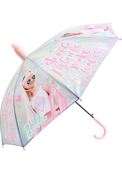 Barbie Strong Girl Pvc Koruma Kılıflı Çocuk Şemsiyesi - 3 - 12 Yaş Arası Çap : 85 cm