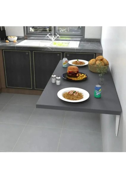Duvara Monte Katlanır Masa Mutfak Masası Çalışma Masası Antrasit