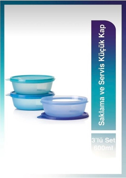 Saklama Kabı 600 ml Üçlü Set Şeker Kaplar