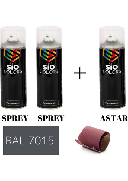 2 Adet Sprey+1 Adet Astar+Zımpara Sprey Akrilik Boya Seti 400 ml (Metal-Ahşap-Araba-Plastik)