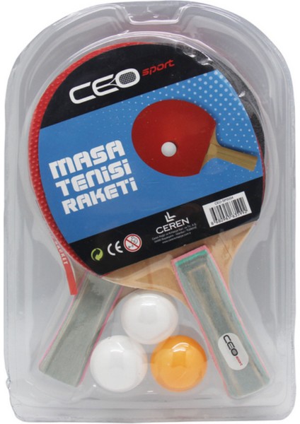 Masa Tenisi Raket Seti - 2 Masa Tenisi Raketi + 3 Pinpon Topu ( SP0004 )