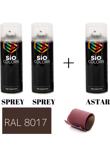 2 Adet Sprey+1 Adet Astar+Zımpara Sprey Akrilik Boya Seti 400 ml (Metal-Ahşap-Araba-Plastik)